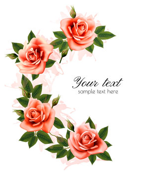 Holiday background with beauty flowers. Vector.