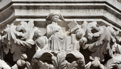 Planet Mercury allegory with Gemini and Virgo signs as teacher and students, from Doge Palace...