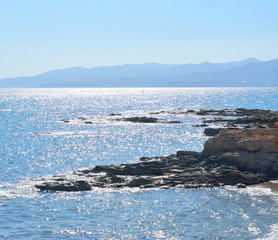 Rocks on the coast of Cretan Sea.
