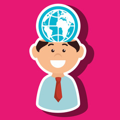 man and world isolated icon design, vector illustration  graphic 