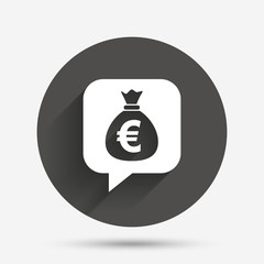 Money bag sign icon. Euro EUR currency.