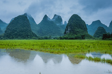 Fototapeta premium Beautiful karst rural scenery in spring