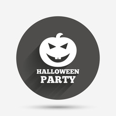 Halloween pumpkin sign icon. Halloween party.