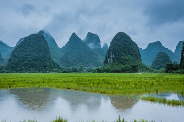 Fototapeta premium Beautiful karst rural scenery in spring