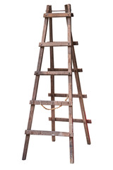 Wooden ladder isolated.