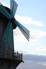 Old wooden windmill near the village