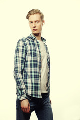 Fototapeta premium Casual portrait of happy university student guy 