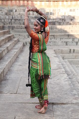 Fototapeta na wymiar kuchipudi is one of the classical dance forms of india,from the state andhra pradesh.it was initially a dance drama with many characters,later transformed into a solo dance form.