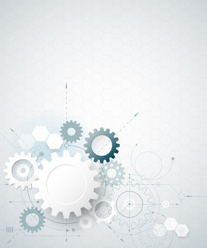 Abstract hi-tech, engineering, machine, technology concept. Vector abstract futuristic technology on light gray color background