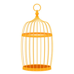 Decorative golden bird cage vector illustration isolated on white background