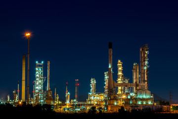 Oil refinery is working at night in thailand