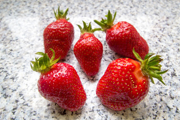 Five fresh strawberries