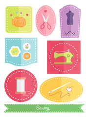 Sewing Icons Flat Elements