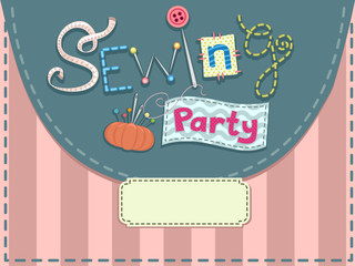Sewing Party Lettering Invitation