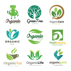 Logo Vector set of natural, organic, tree, beauty, Logo collection of design elements for fresh food and healthy products.