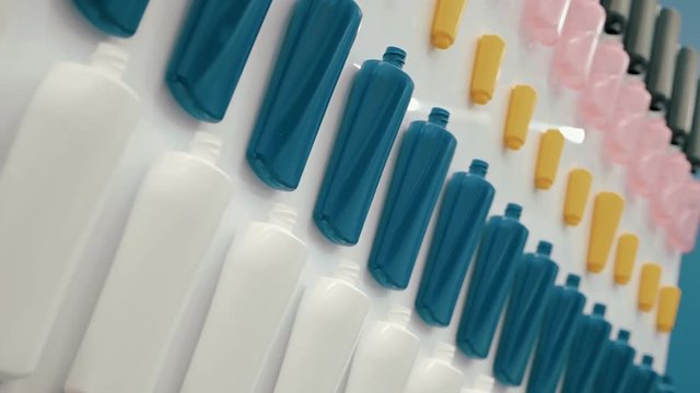 Samples tubes for food and cosmetic purposes on the stand