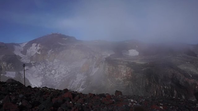 Crater on top of Mount Fuji, Japan.