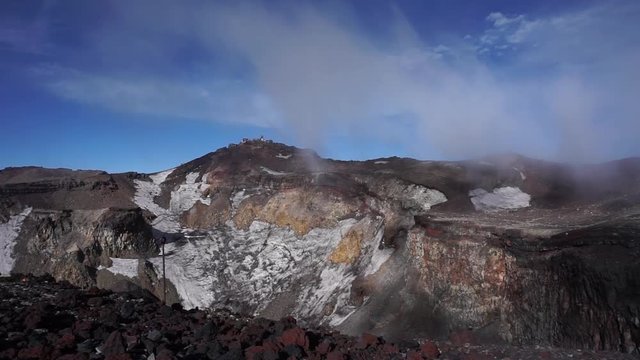 Crater on top of Mount Fuji, Japan.