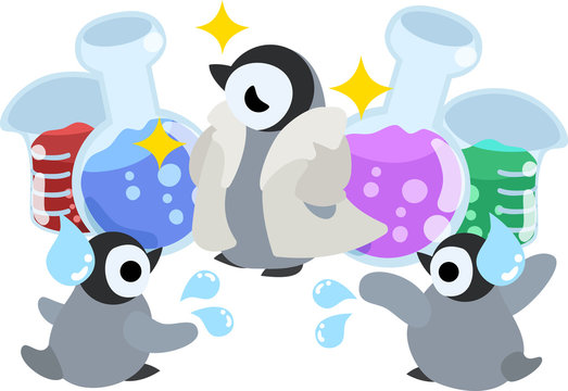 The pretty penguin babies which does the figure of the scientist