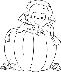 Kid Boy Halloween Pumpkin Coloring Page