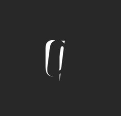 q logo initial black and shadow