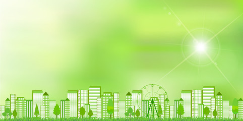 都会　新緑　エコ　背景