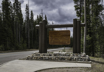 Empty wooden sign along the road