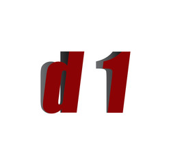 d1 logo initial red and shadow