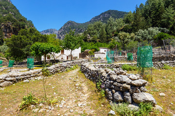 displaced village Samaria in Samaria Gorge in central Crete, Greece