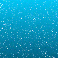 Vector white snow falling on blue background.