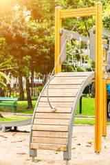 Children Playground in the park, warm tone