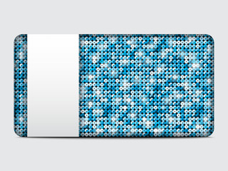 Vector gift card with blue sequins background.