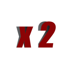 x2 logo initial red and shadow