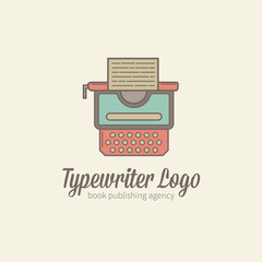 Thin-lined typewriter logotype in flat style - 115681922