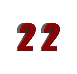 22 logo initial red and shadow