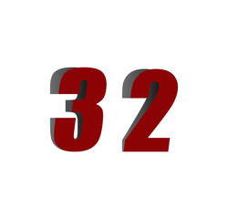 32 logo initial red and shadow