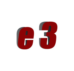 e3 logo initial red and shadow