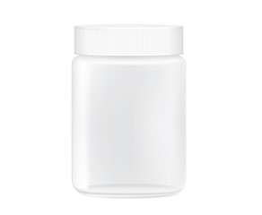 Glass jar empty transparent isolated on white background for packaging design template of any product.