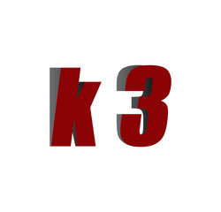 k3 logo initial red and shadow