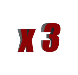 x3 logo initial red and shadow