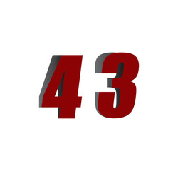 43 logo initial red and shadow