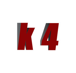 k4 logo initial red and shadow