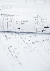 architectural drawing paper rolls of a dwelling for construction