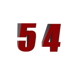 54 logo initial red and shadow