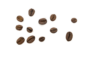 Coffee beans isolated on white background.