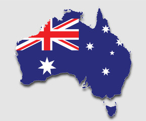 Map of Australia, Filled with the National Flag 