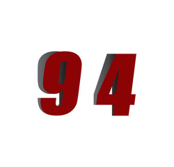 94 logo initial red and shadow