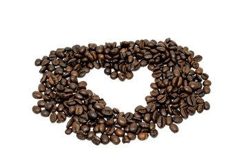 Coffee beans isolated on white background.