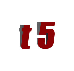 Fototapeta premium t5 logo initial red and shadow