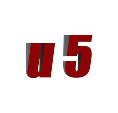 u5 logo initial red and shadow